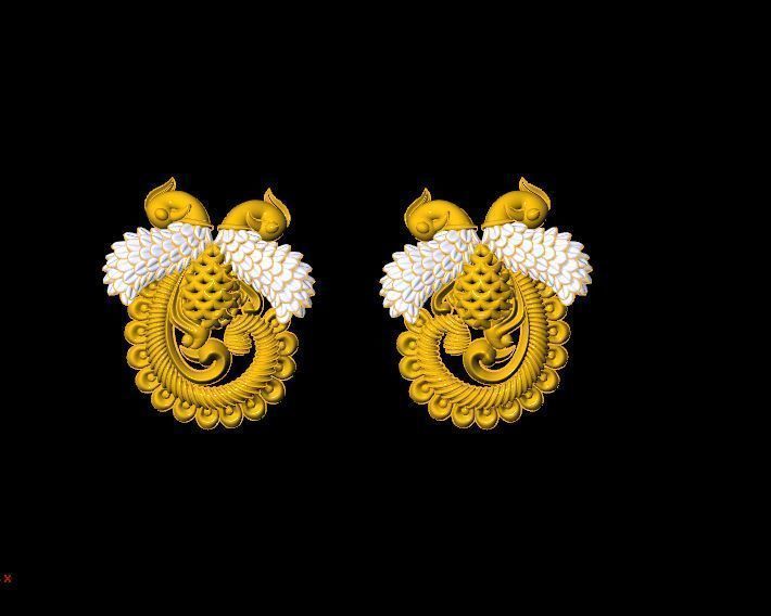 peckok pair of gold and peacock earrings 3D print model_22