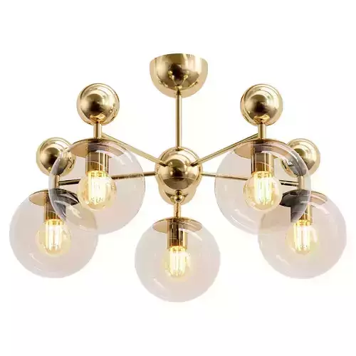 pechio-sle106302-05 brass ceiling light with six glass globes