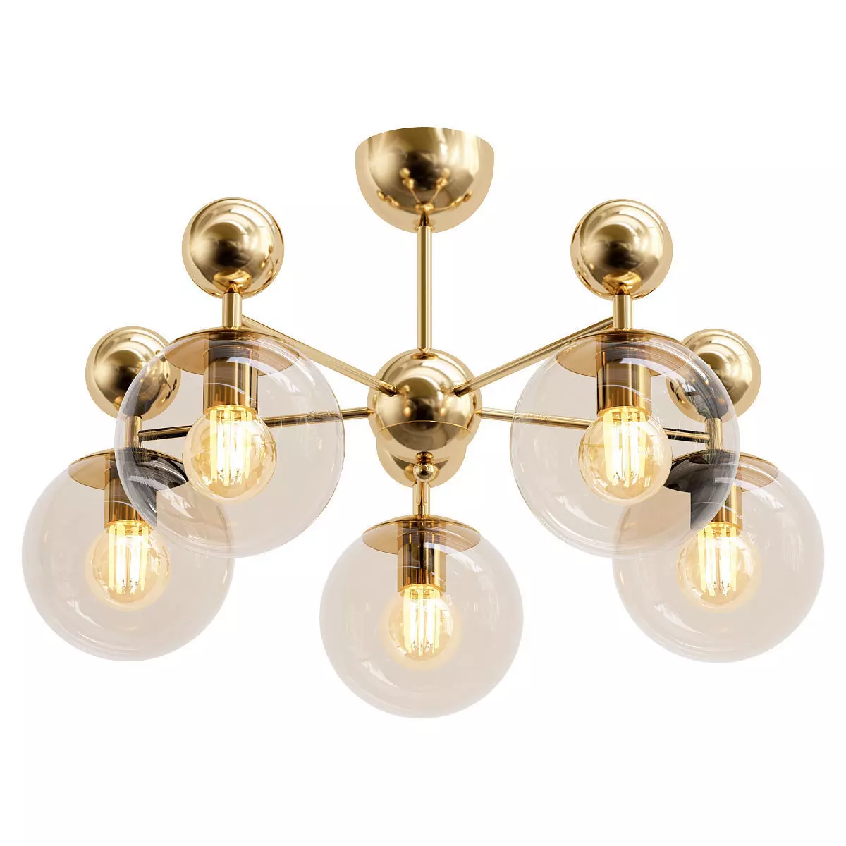 pechio-sle106302-05 brass ceiling light with six glass globes 3D model