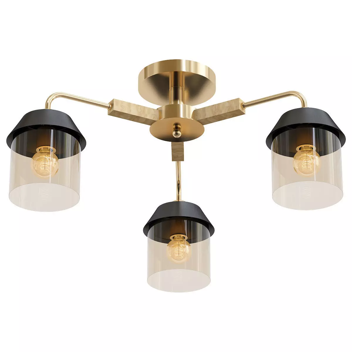 hiper-vimi-h192-3 three light brass ceiling fixture with glas... 3D model_0