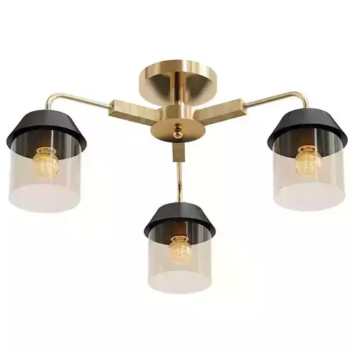 hiper-vimi-h192-3 three light brass ceiling fixture with glass shades