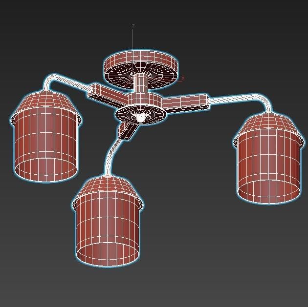 hiper-vimi-h192-3 three light brass ceiling fixture with glas... 3D model_2