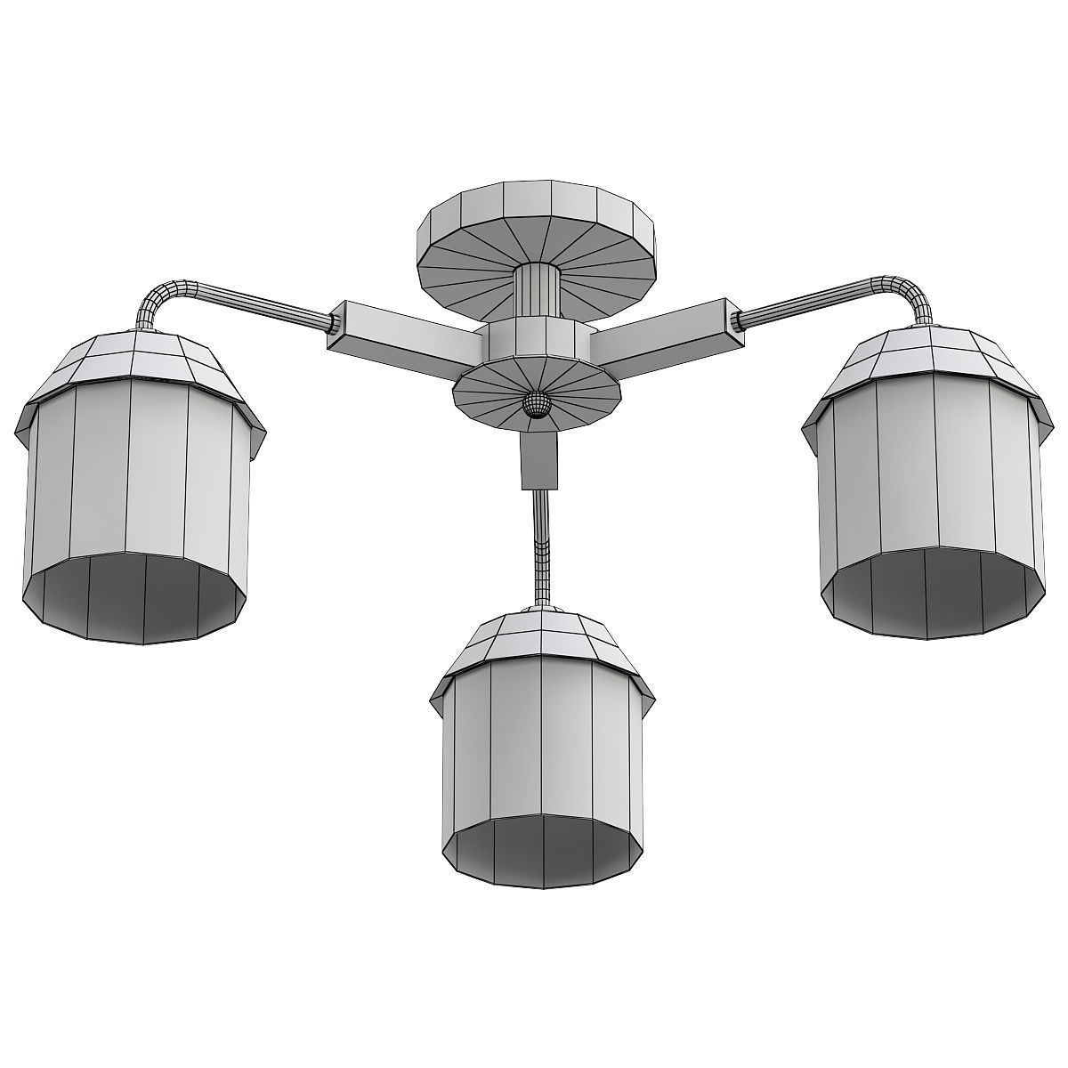 hiper-vimi-h192-3 three light brass ceiling fixture with glas... 3D model_1