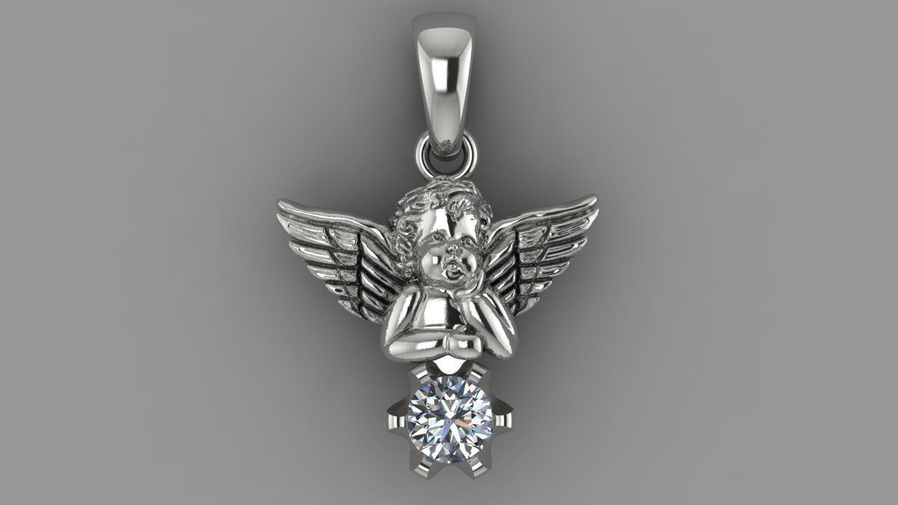 Angel pendant  3D print model_3