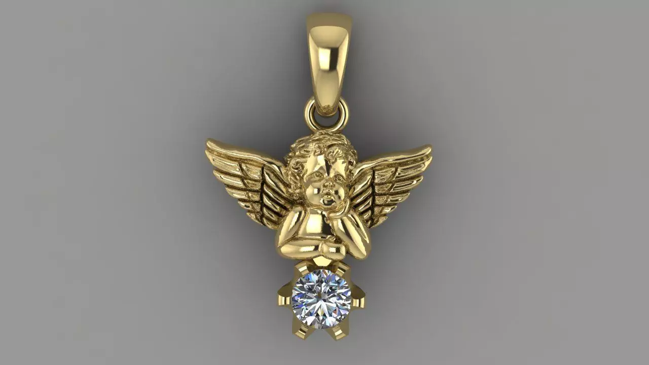 Angel pendant  3D print model_0