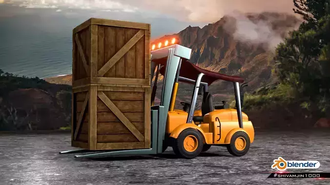 Very detailed 3d model of Forklift made on blender Low-poly 3D model