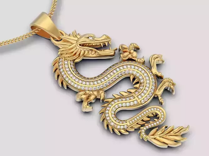 Dragon pendant  gold  jewelry printable 3D model