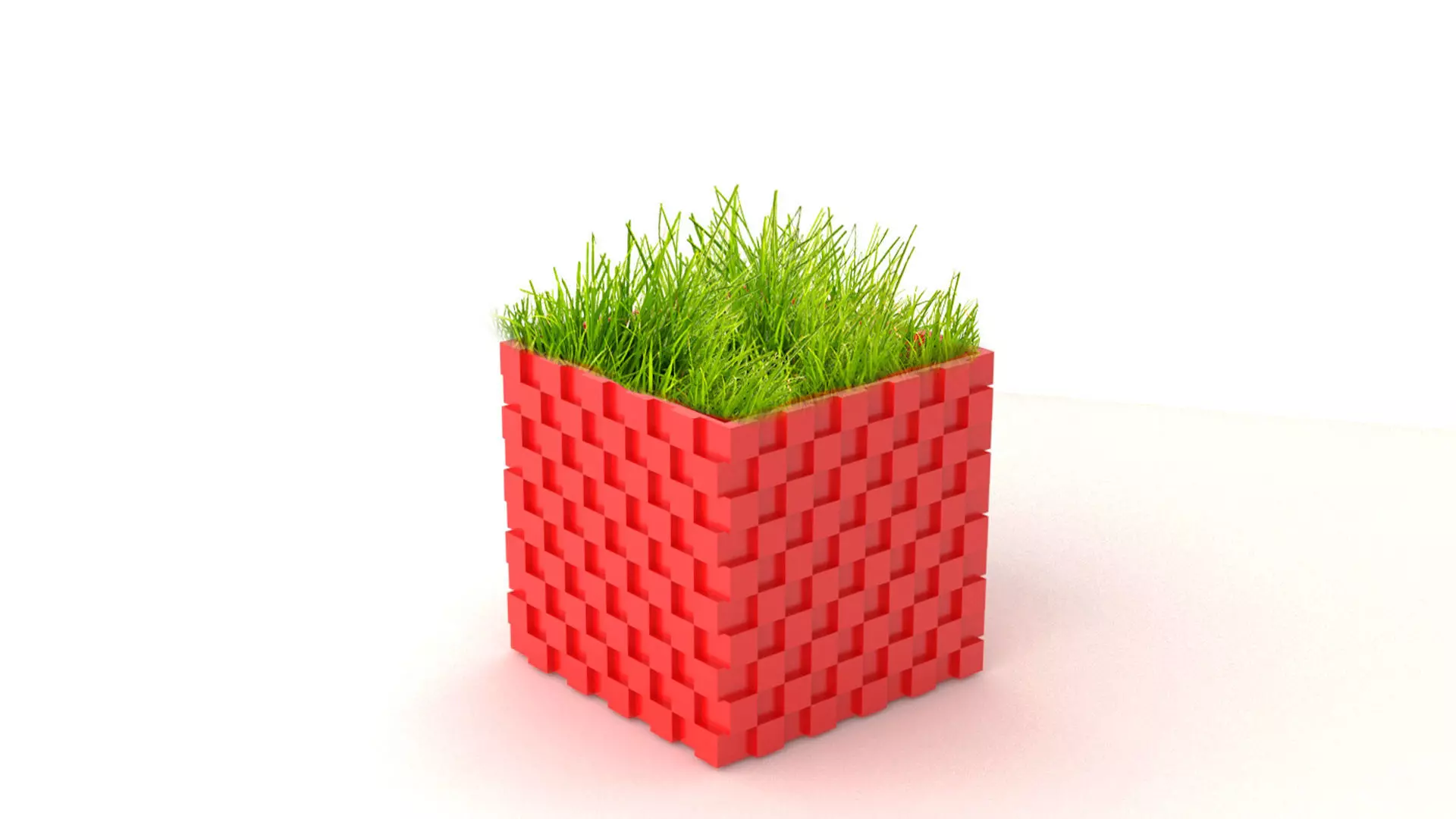 Pot 3D Print Model 7 3D print model 8 cube with grass 3D print model