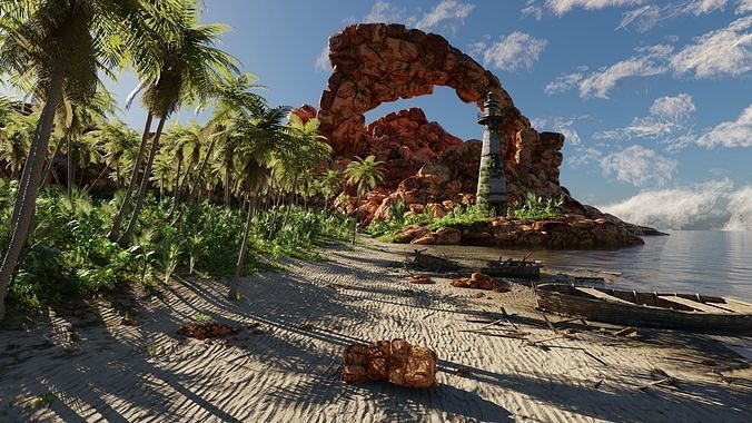 Beach Scene 3D model 2