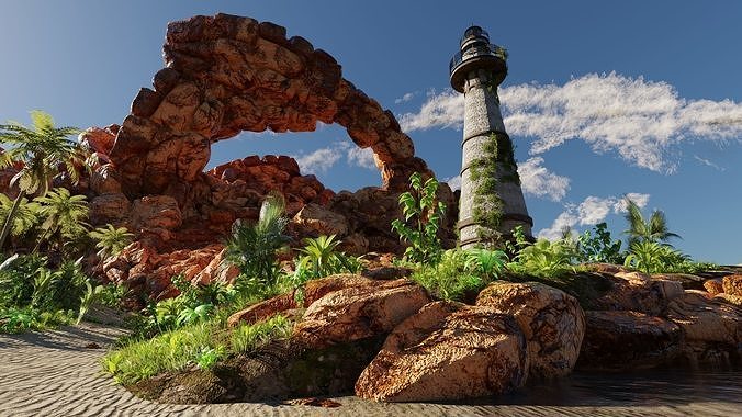 Beach Scene 3D model 7