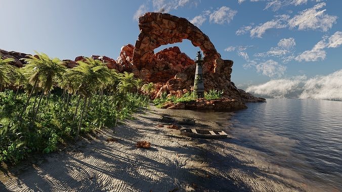 Beach Scene 3D model 3