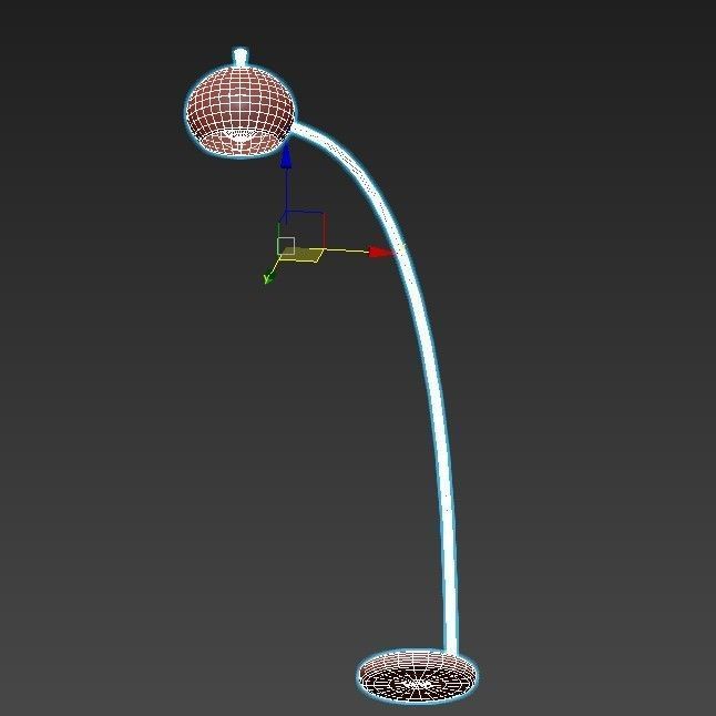 baret floor lamp in gold 3D model_2