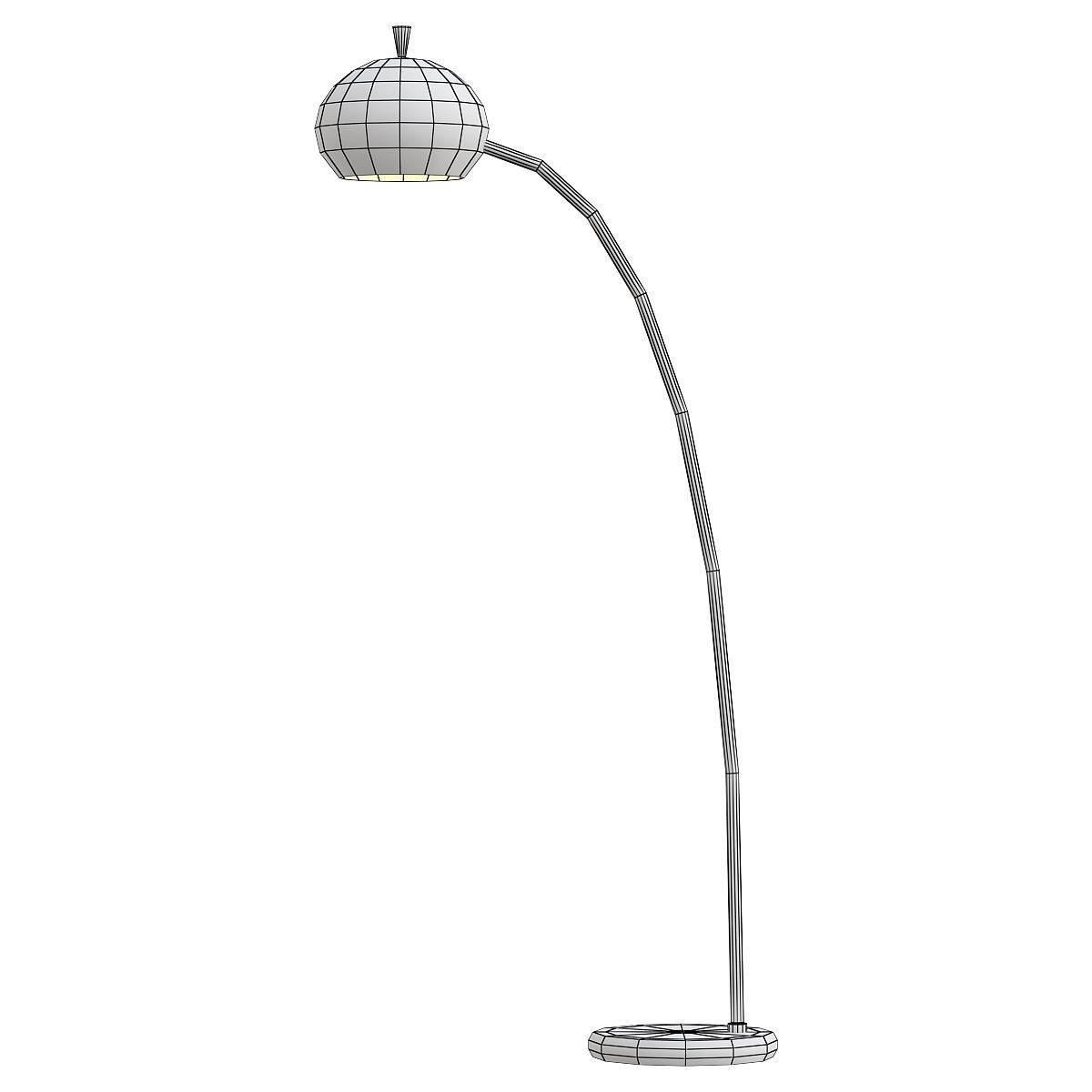 baret floor lamp in gold 3D model_1