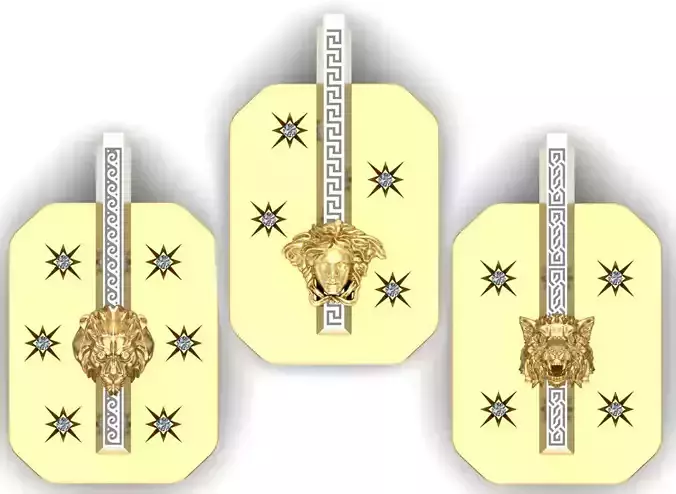 Lion Wolf Medusa head pendant