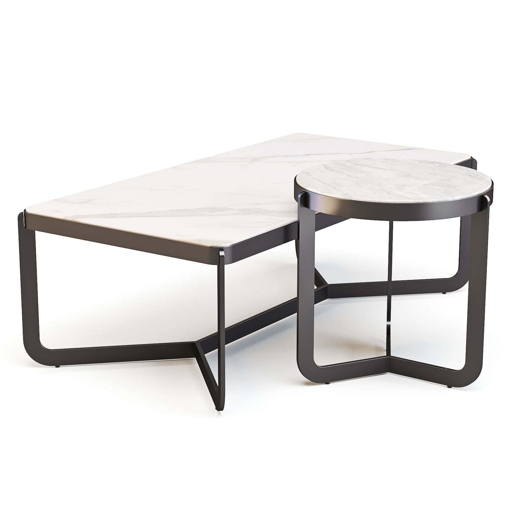 West Elm Mina - Coffee and Side Table 3D model_2