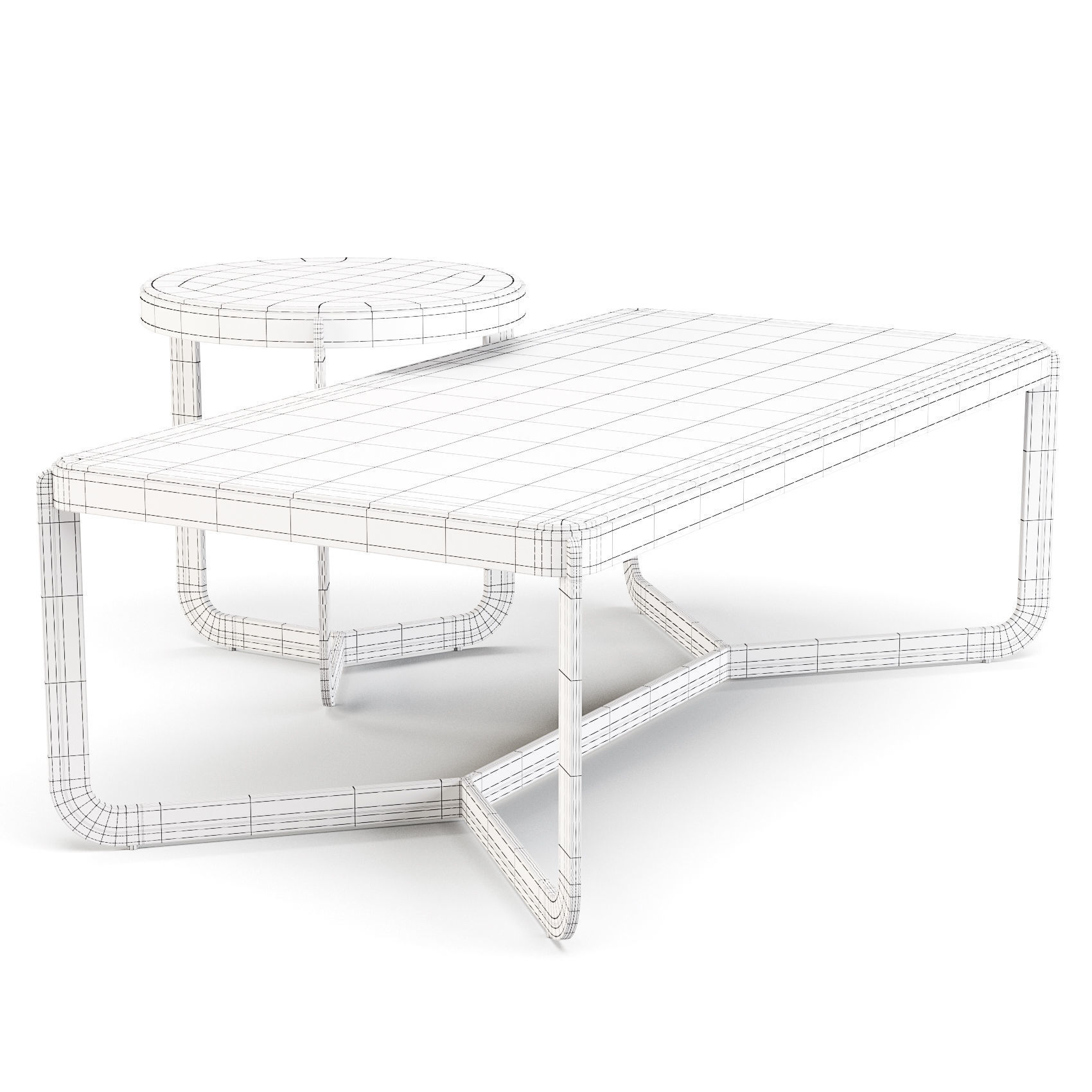 West Elm Mina - Coffee and Side Table 3D model_1