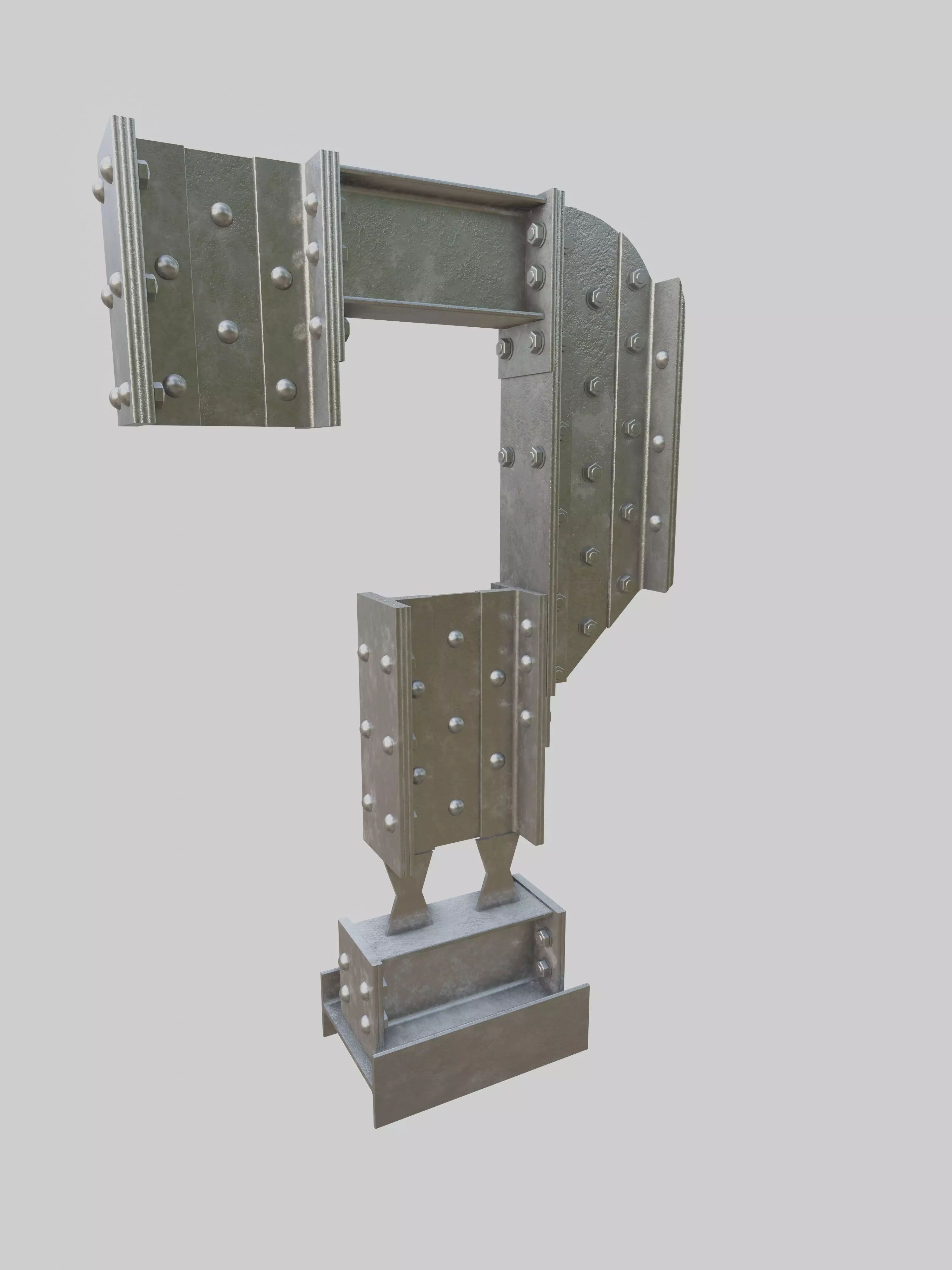 Steel Construction Font - Question Mark 3D model_0