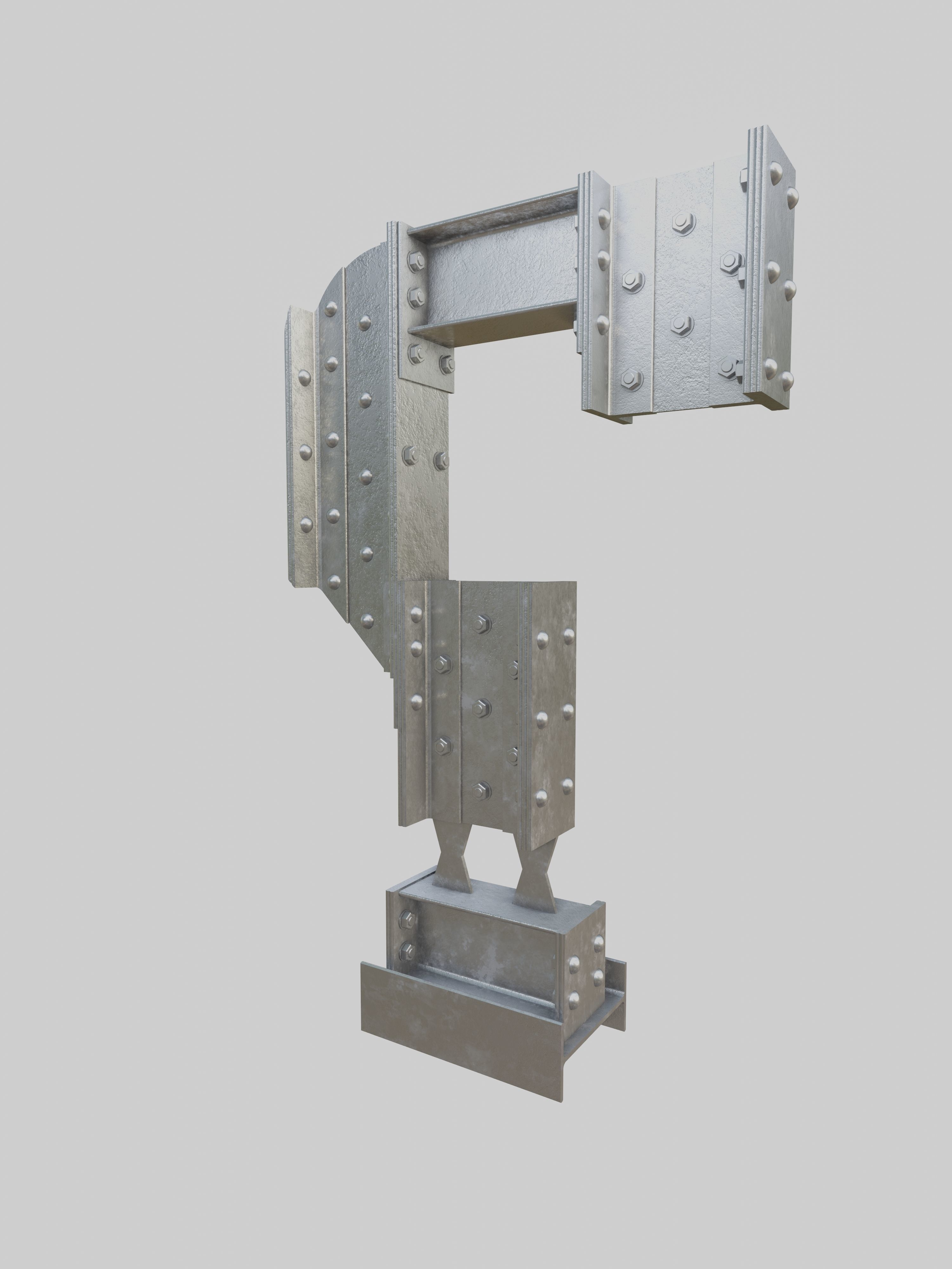 Steel Construction Font - Question Mark 3D model_2