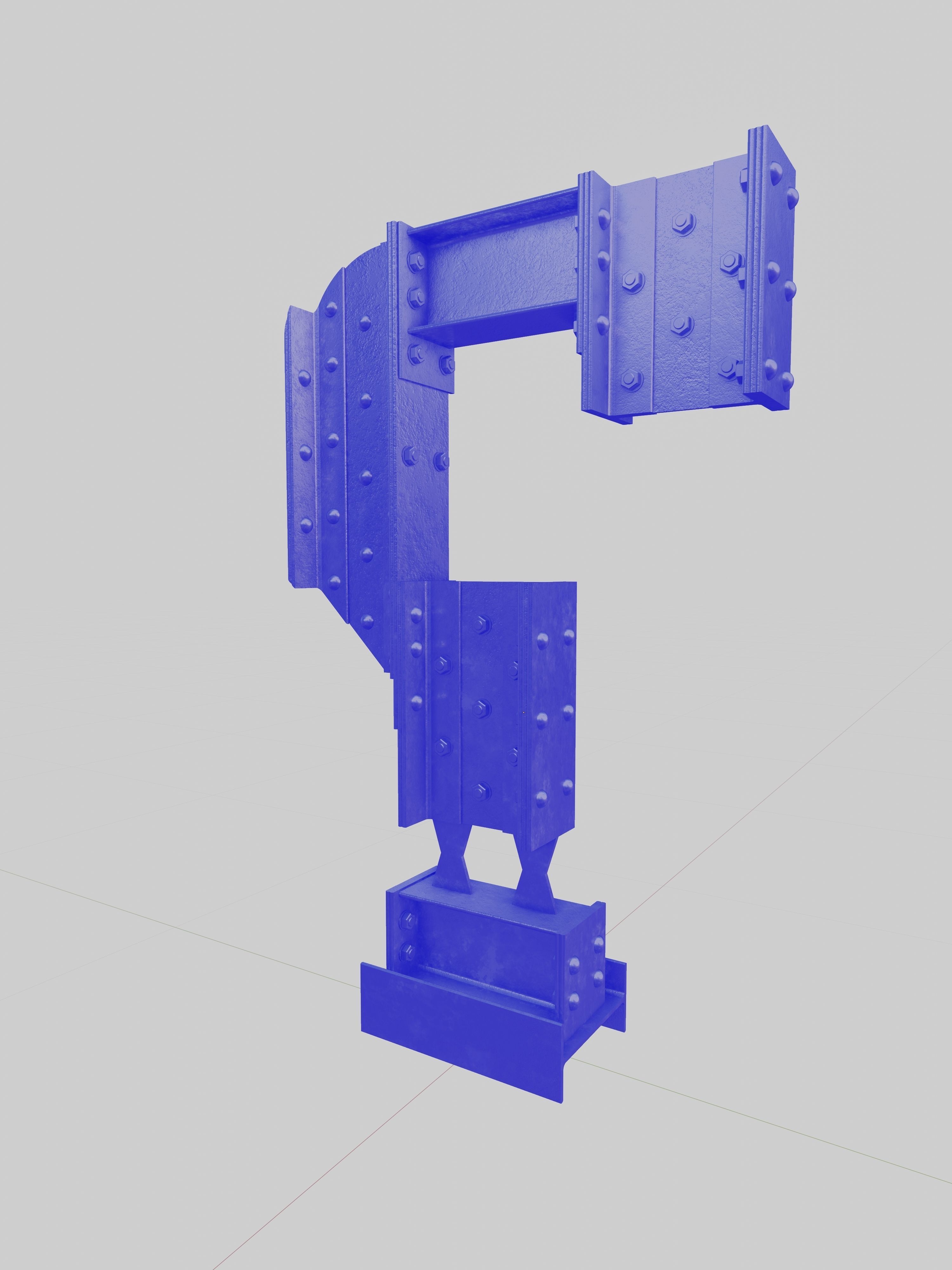 Steel Construction Font - Question Mark 3D model_3
