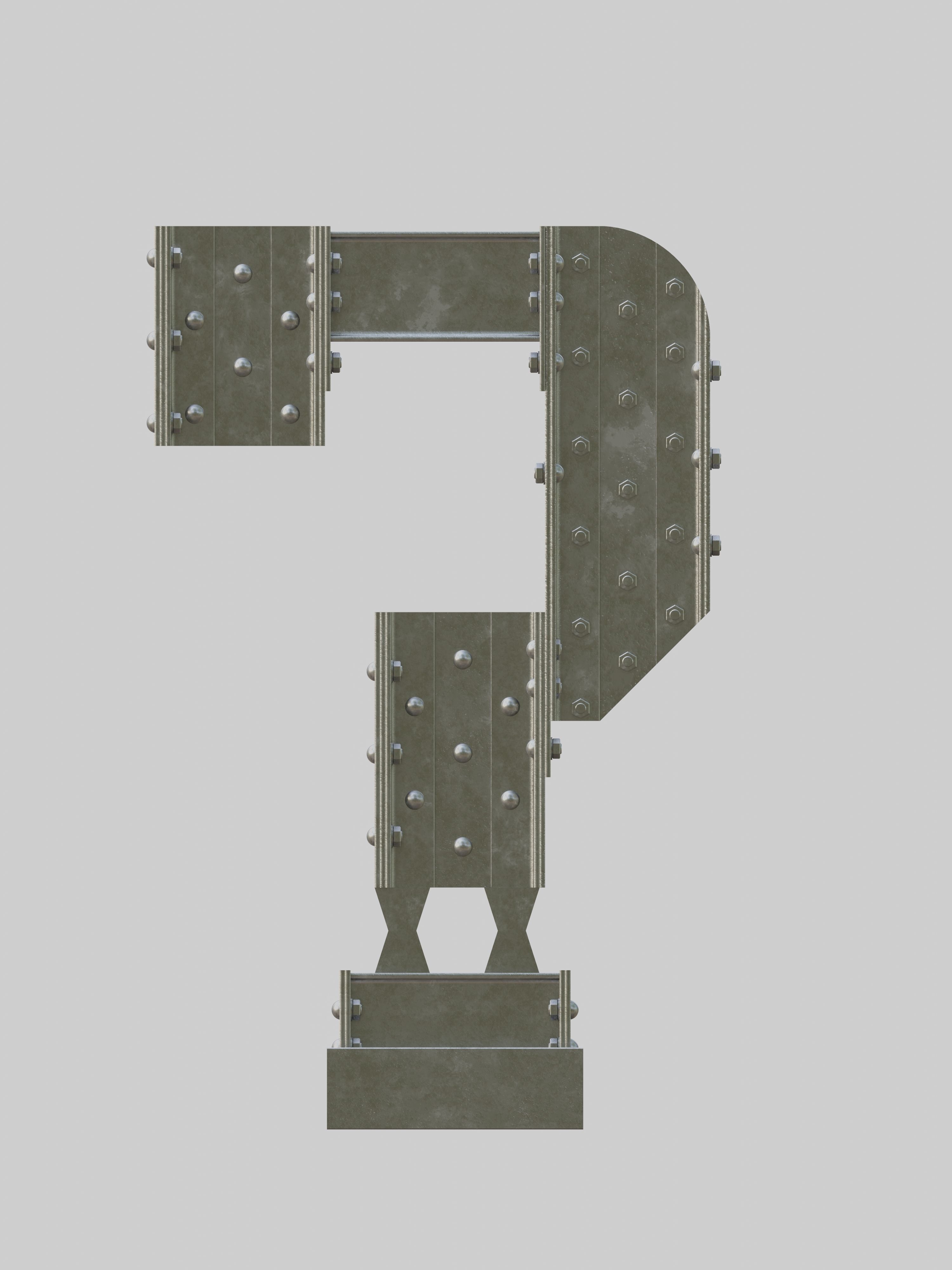 Steel Construction Font - Question Mark 3D model_1