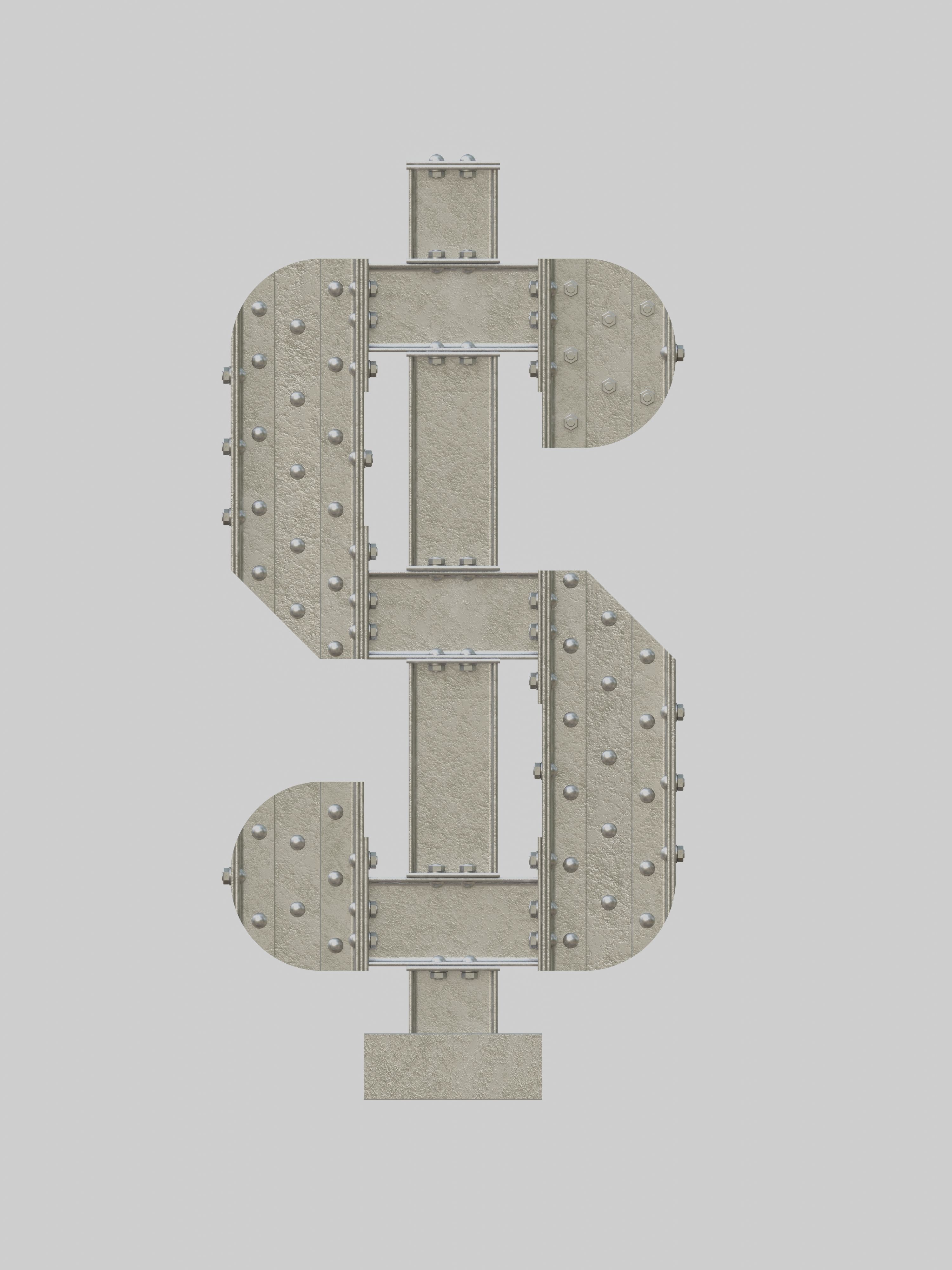 Steel Construction Font - Dollar Sign 3D model_1