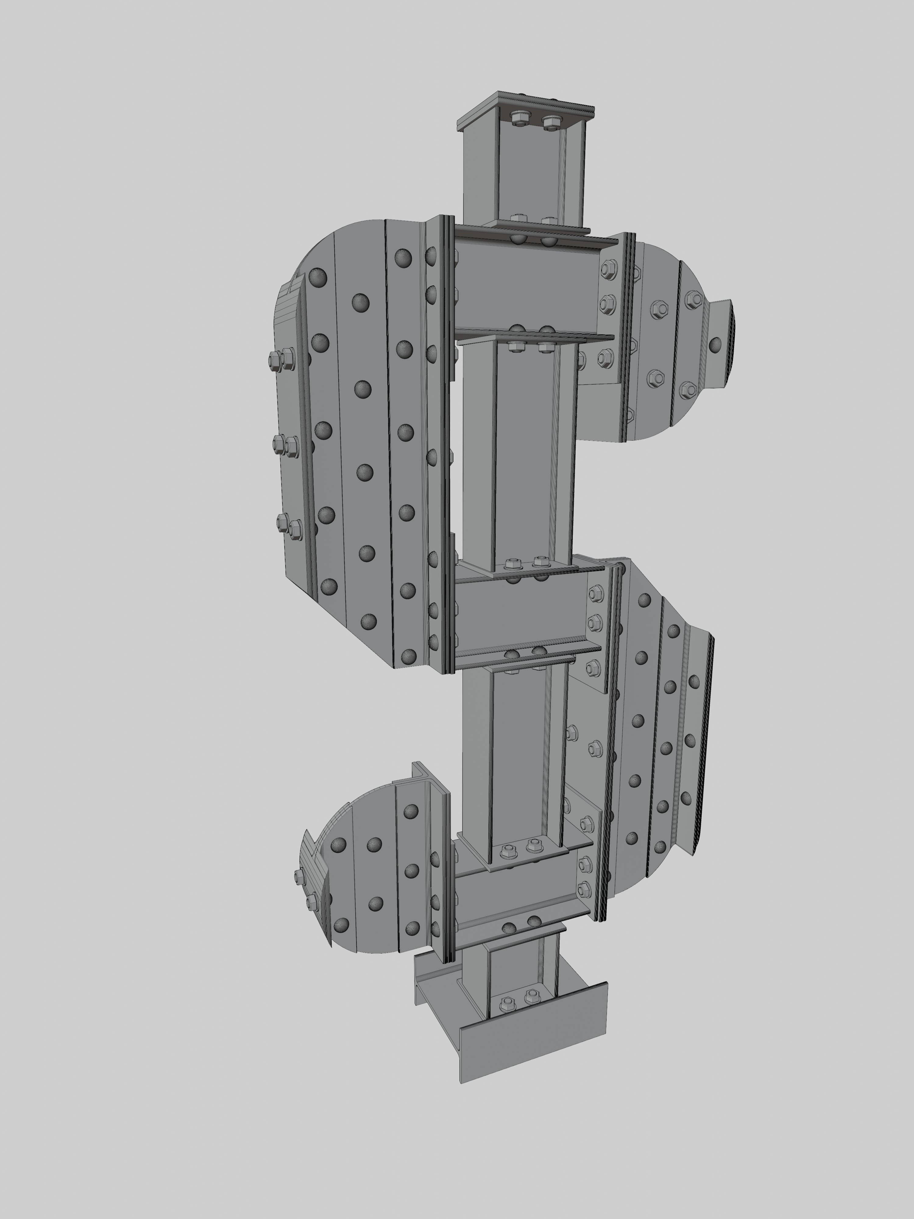 Steel Construction Font - Dollar Sign 3D model_5