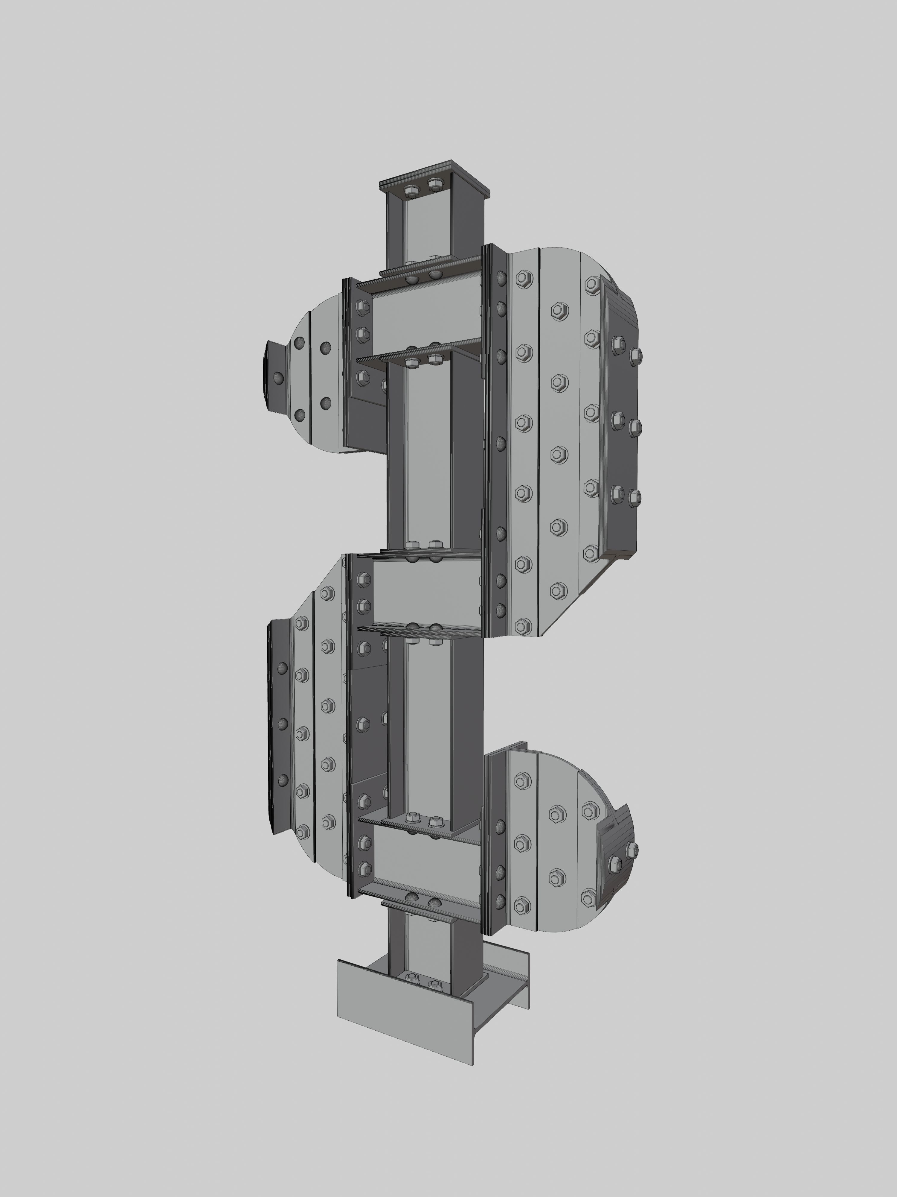 Steel Construction Font - Dollar Sign 3D model_4