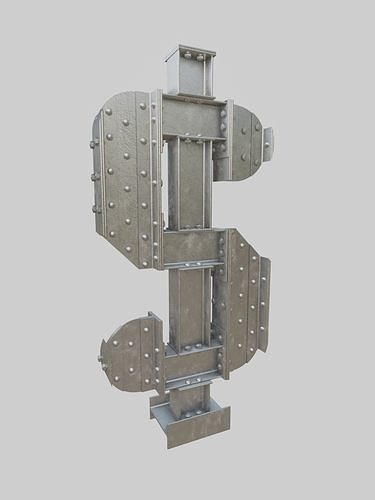 Steel Construction Font - Dollar Sign 3D model