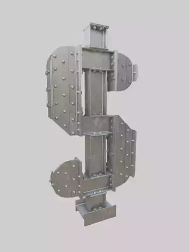 Steel Construction Font - Dollar Sign 3D model