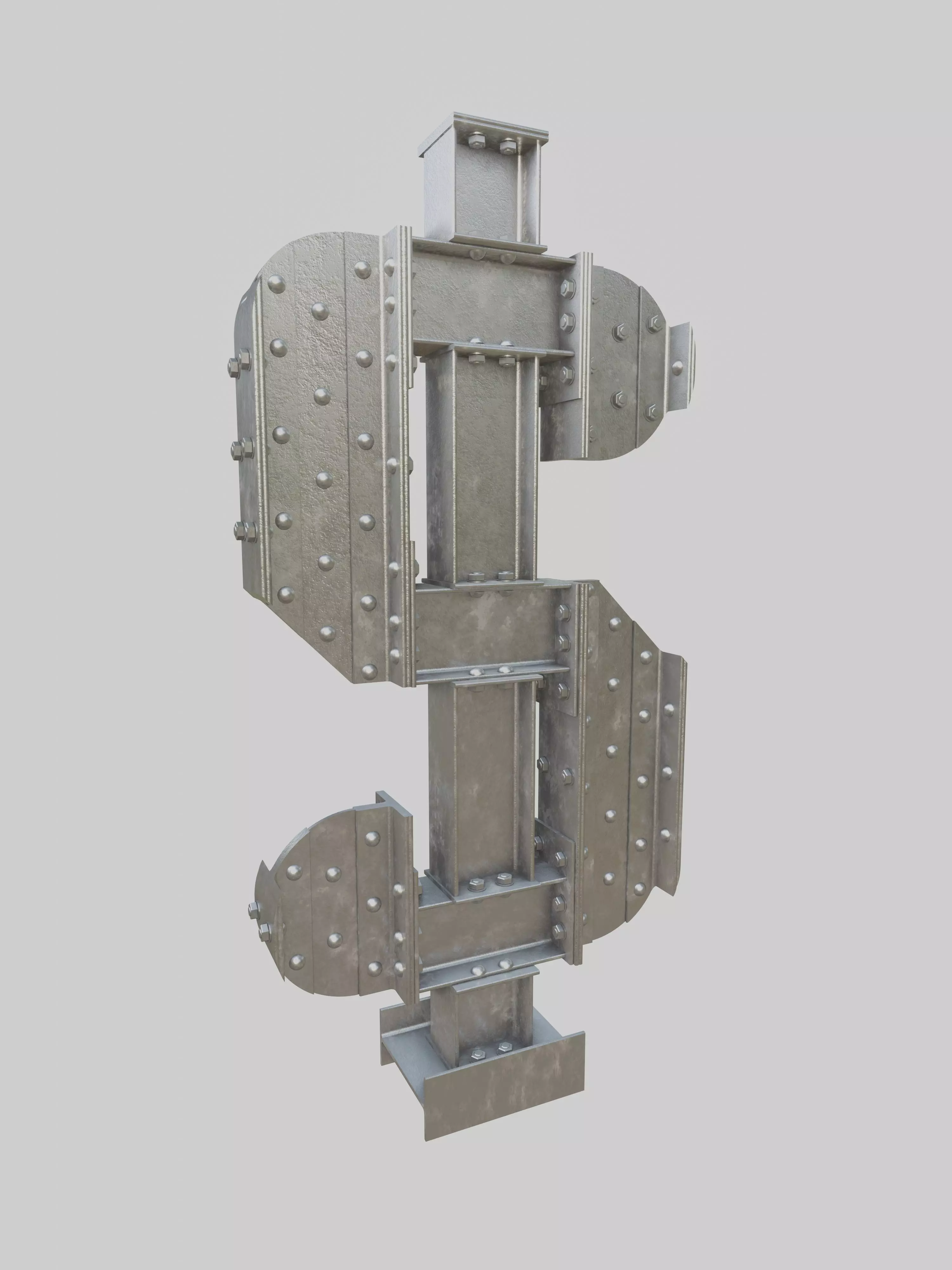 Steel Construction Font - Dollar Sign 3D model_0