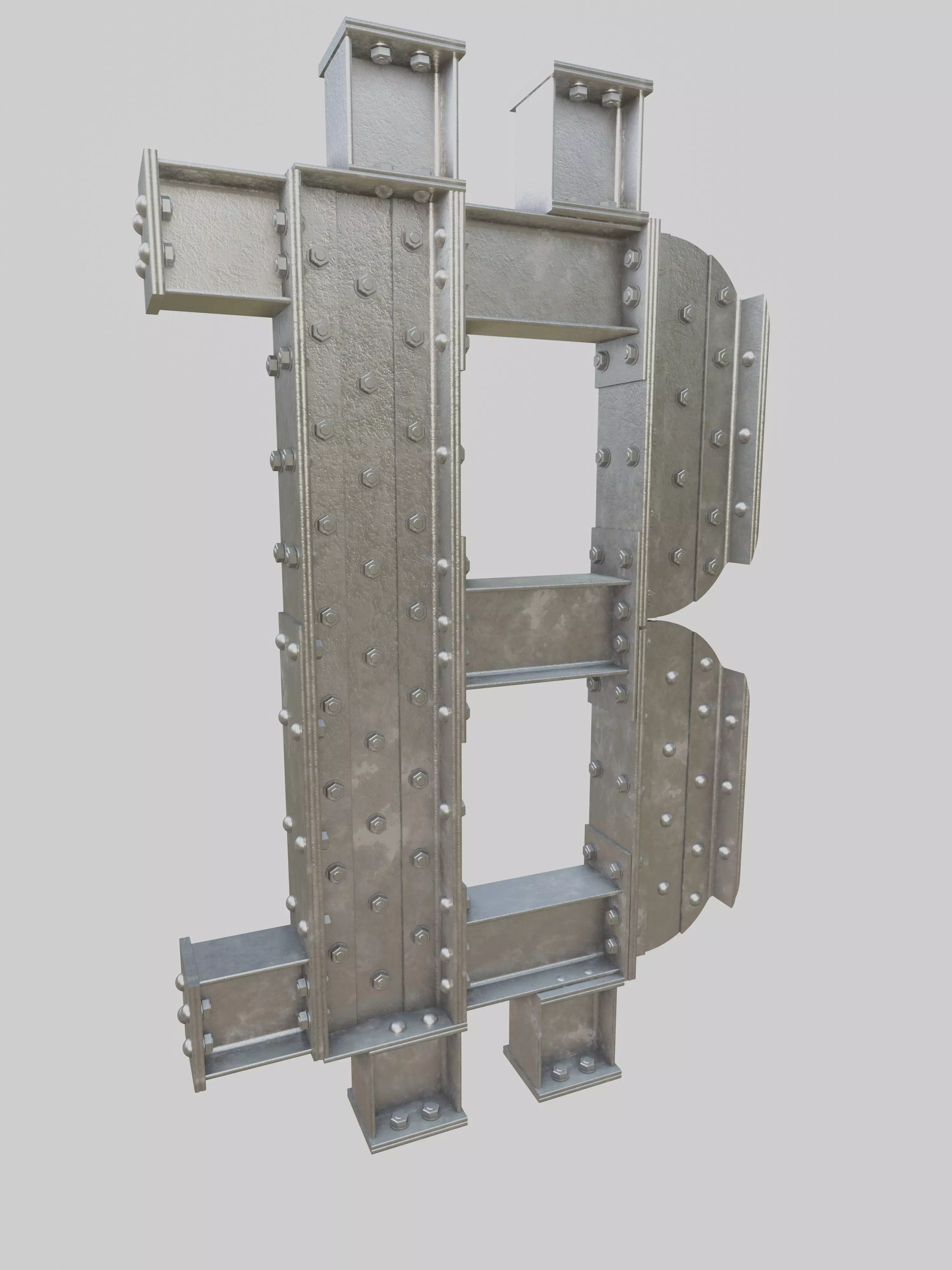Steel Construction Font - Btc Sign 3D model_0