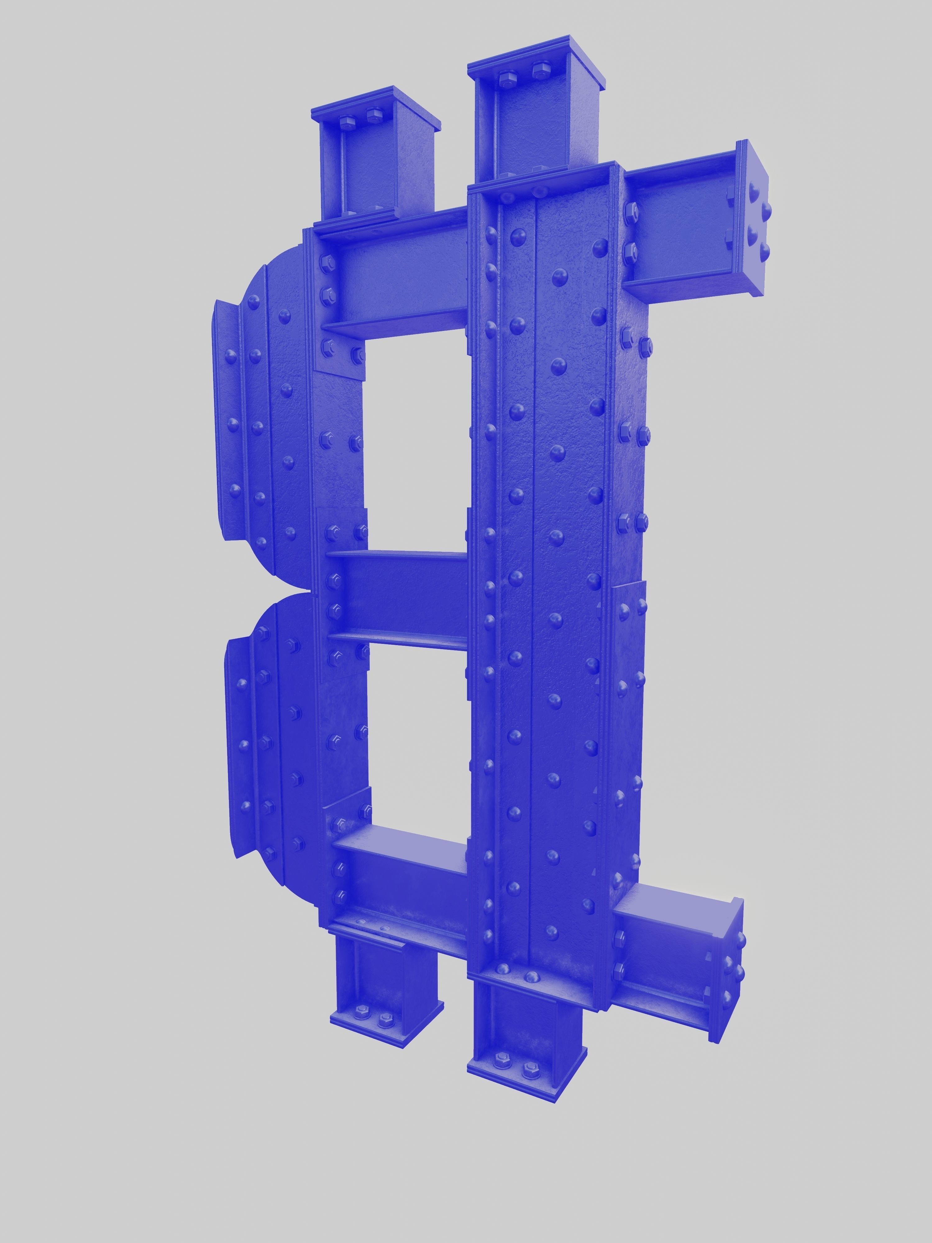 Steel Construction Font - Btc Sign 3D model_3