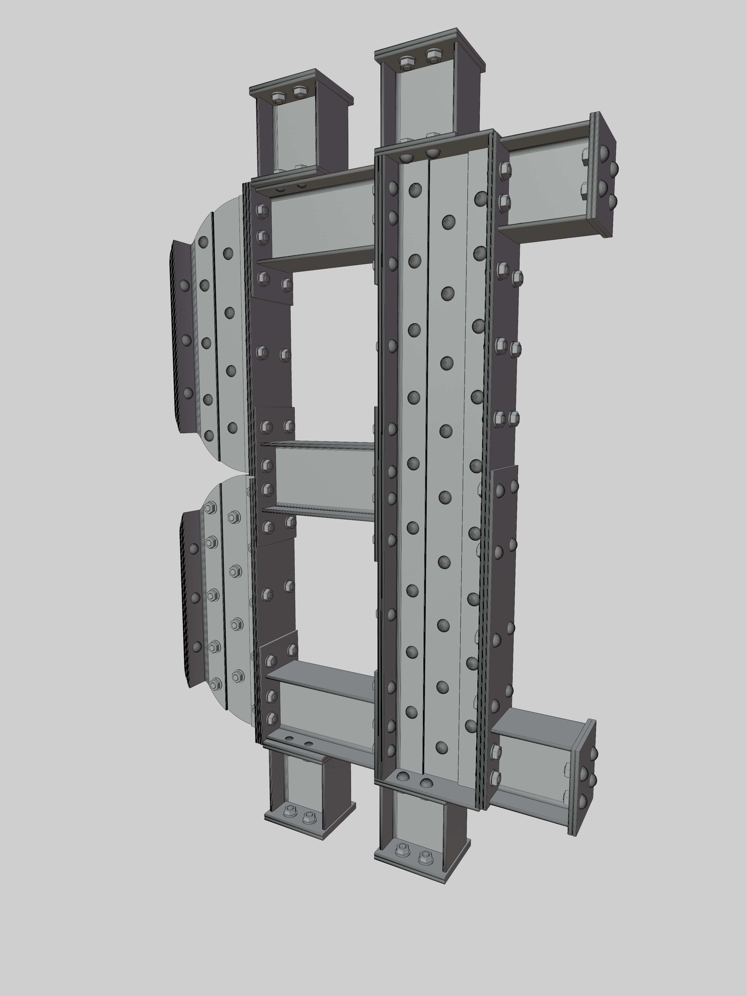 Steel Construction Font - Btc Sign 3D model_4