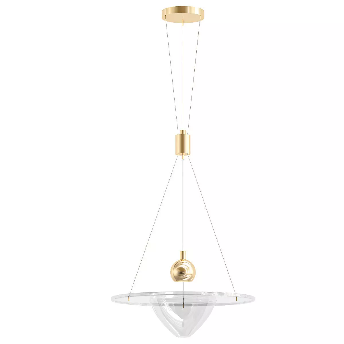 clepsydra pendant light in gold and glass 3D model