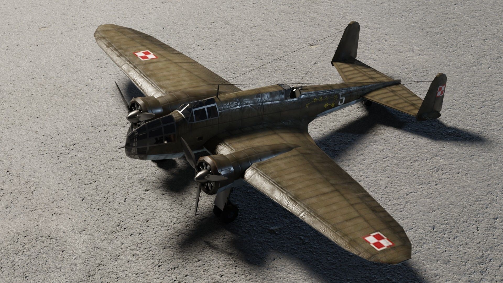 PZL-37 Moose WW2 bomber Low-poly 3D model_7