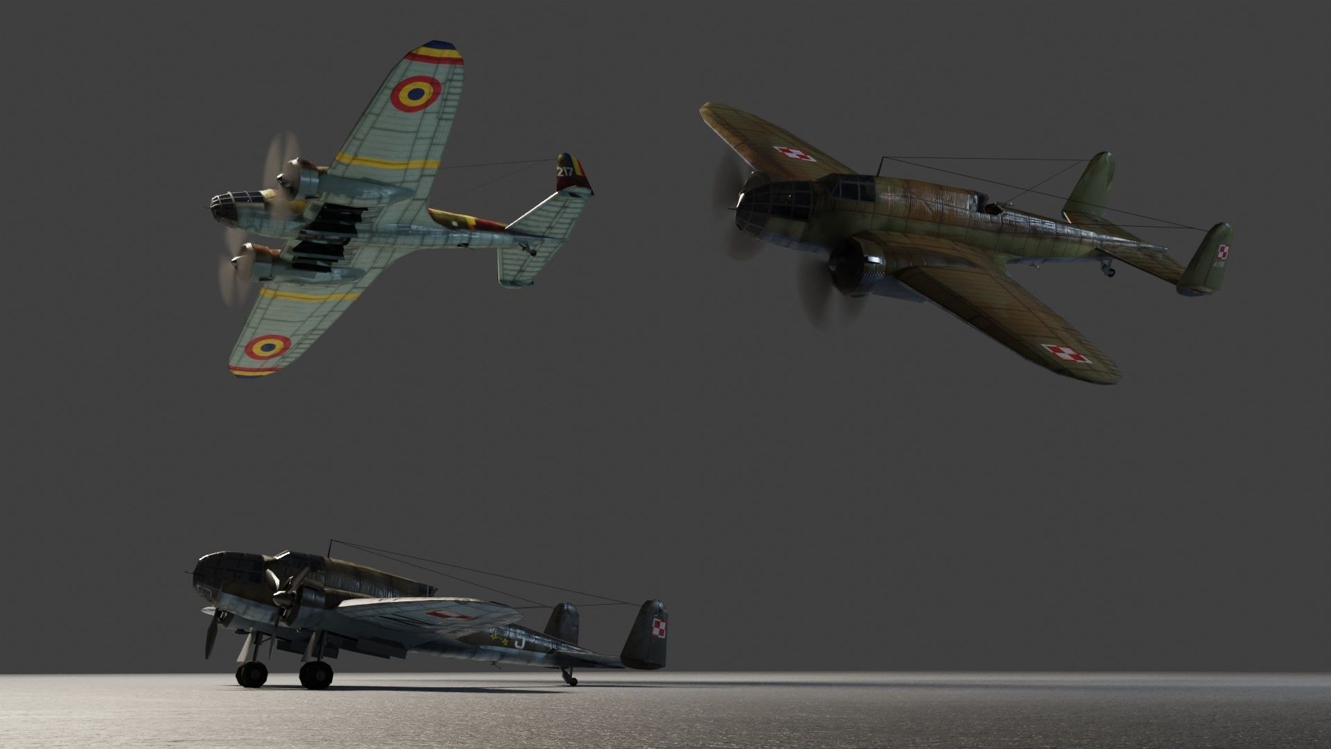 PZL-37 Moose WW2 bomber Low-poly 3D model_3