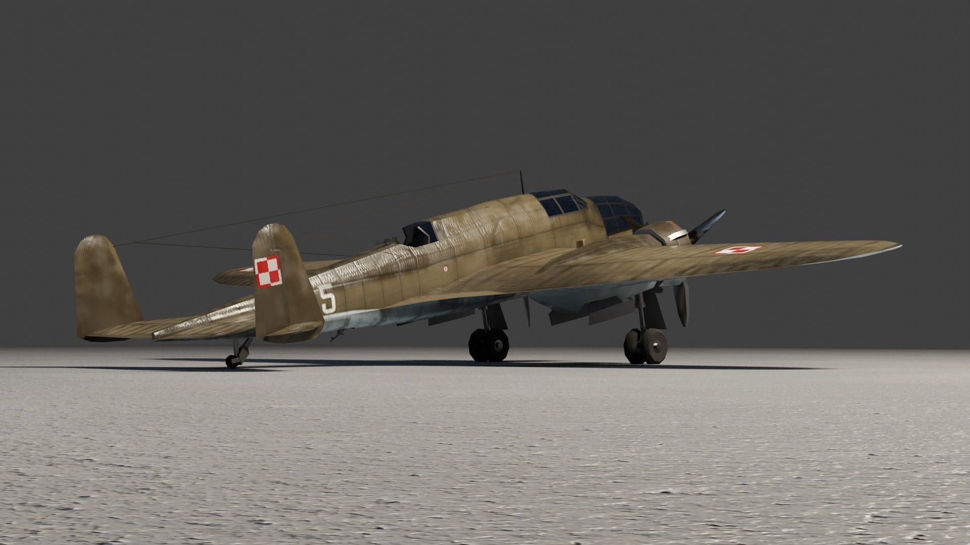 PZL-37 Moose WW2 bomber Low-poly 3D model_9