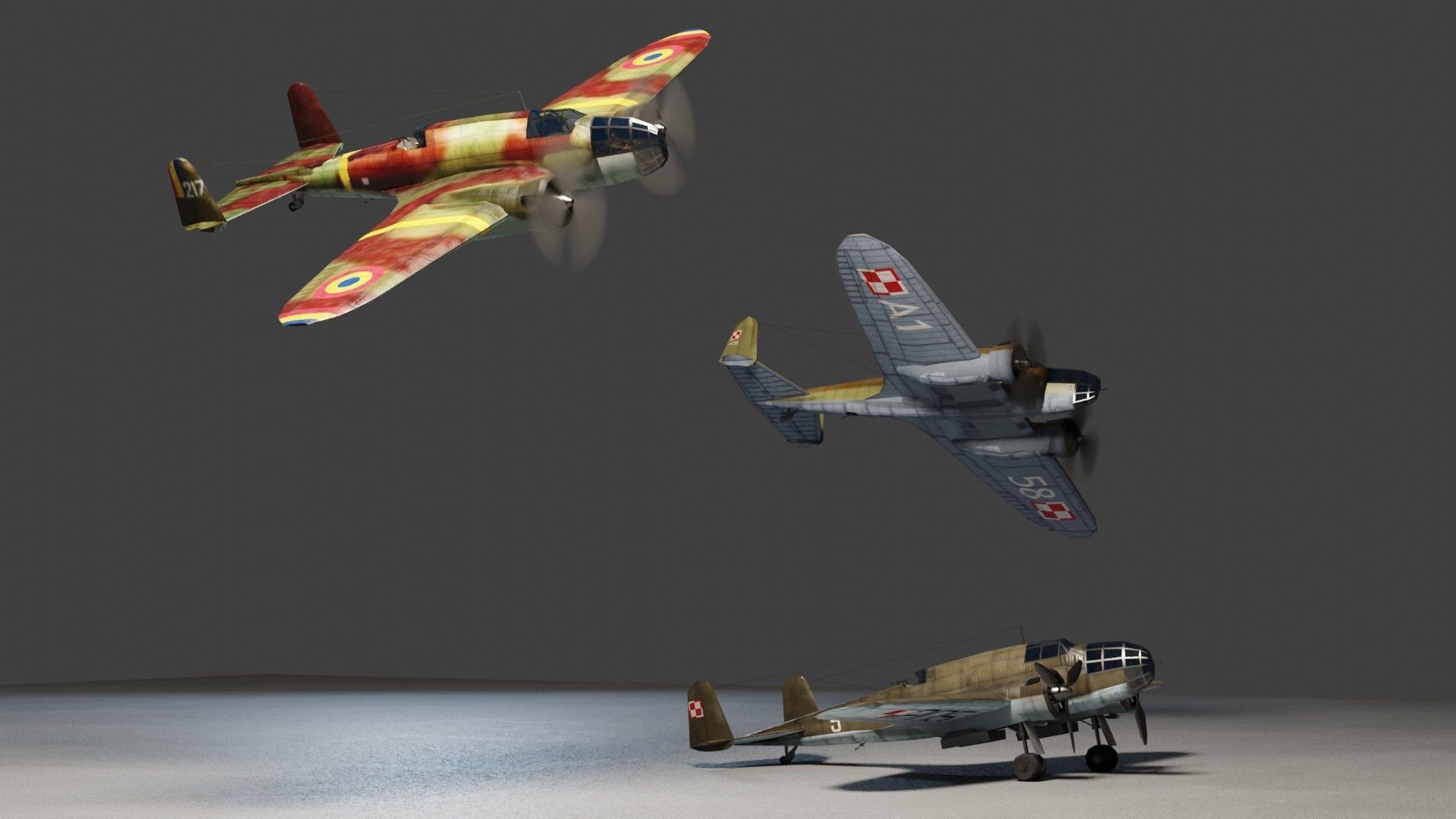 PZL-37 Moose WW2 bomber Low-poly 3D model_4
