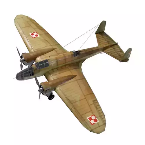 PZL-37 Moose WW2 bomber Low-poly 3D model