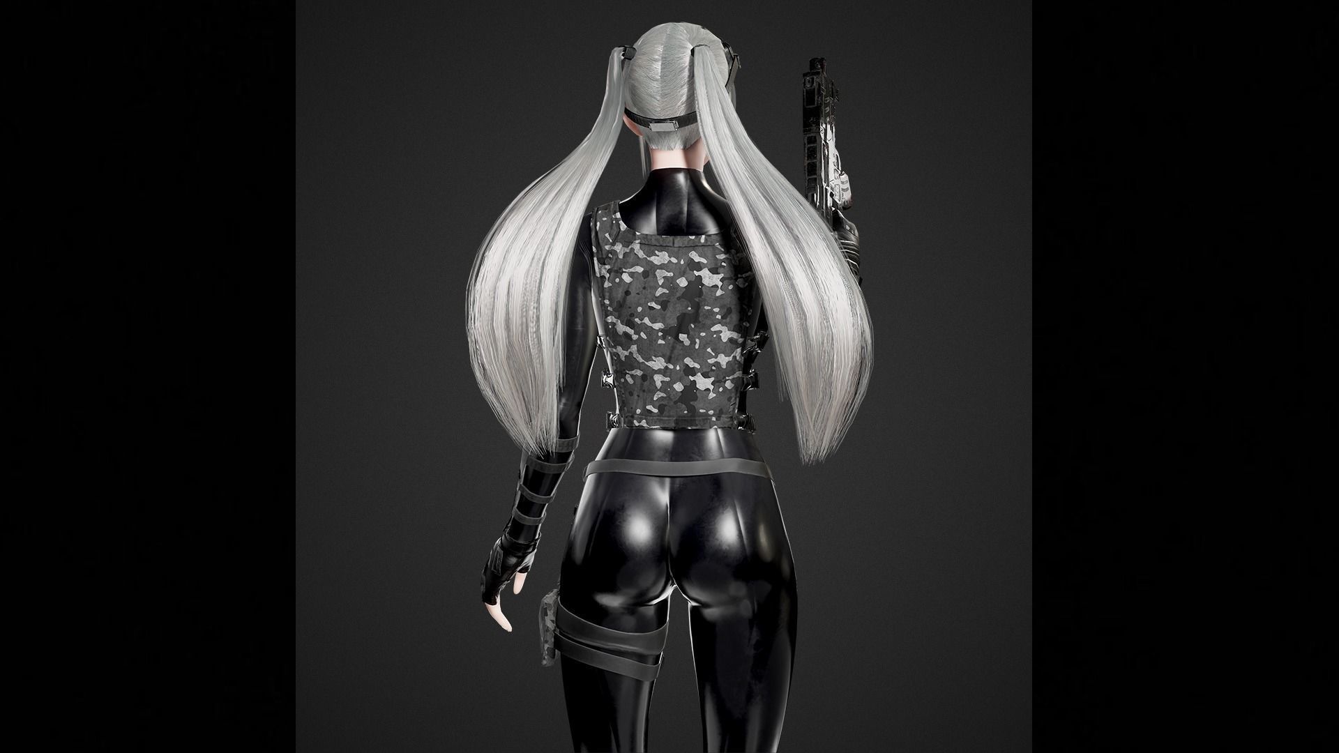 Military Girl Low-poly 3D model_5