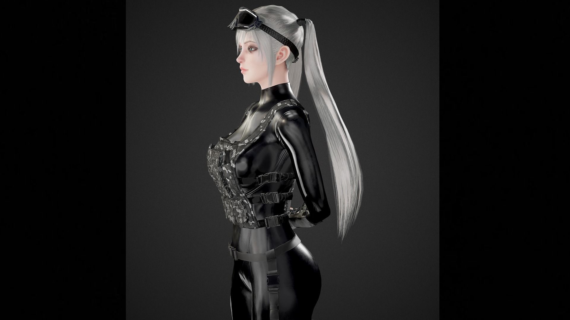 Military Girl Low-poly 3D model_3