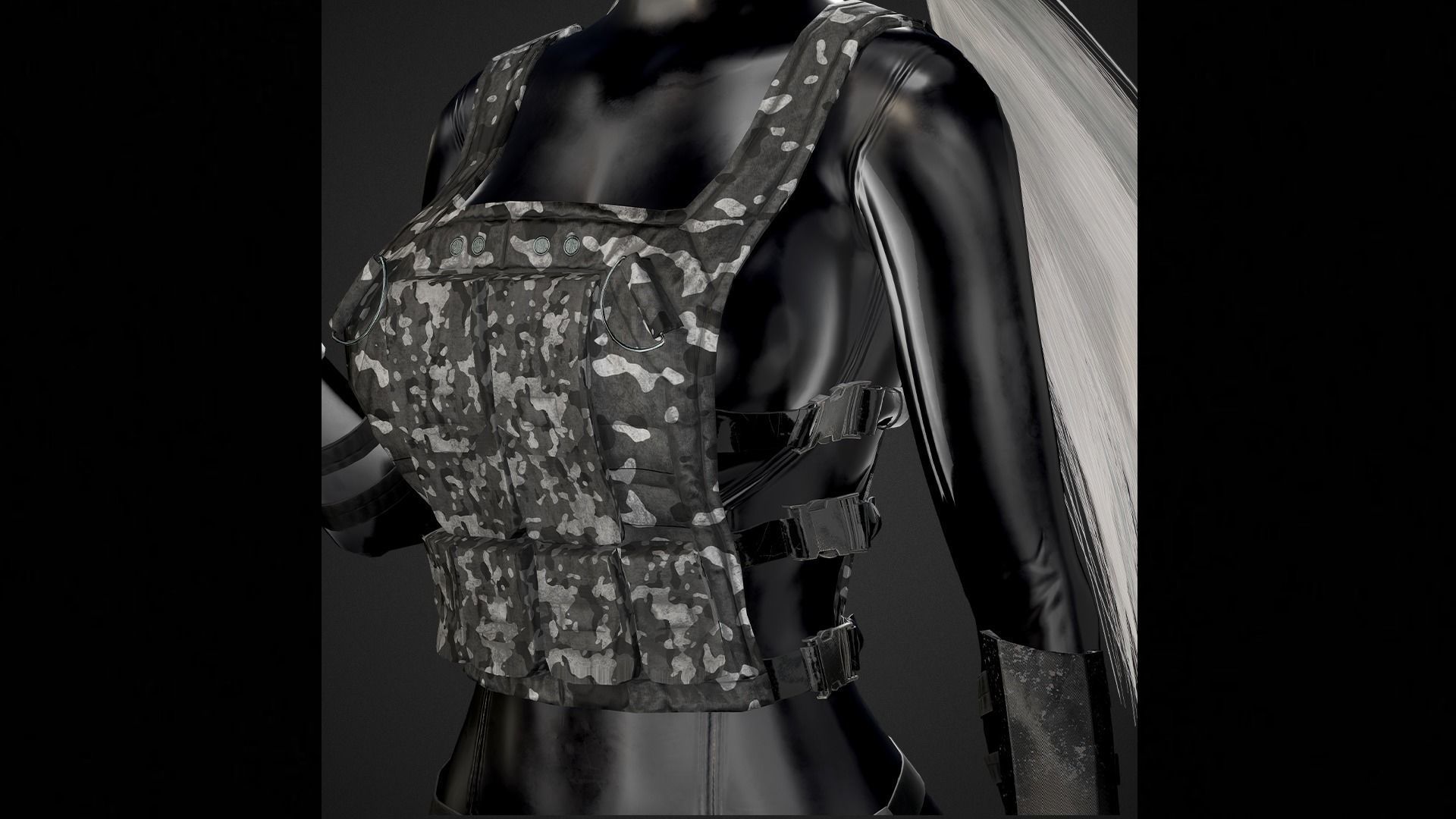 Military Girl Low-poly 3D model_9