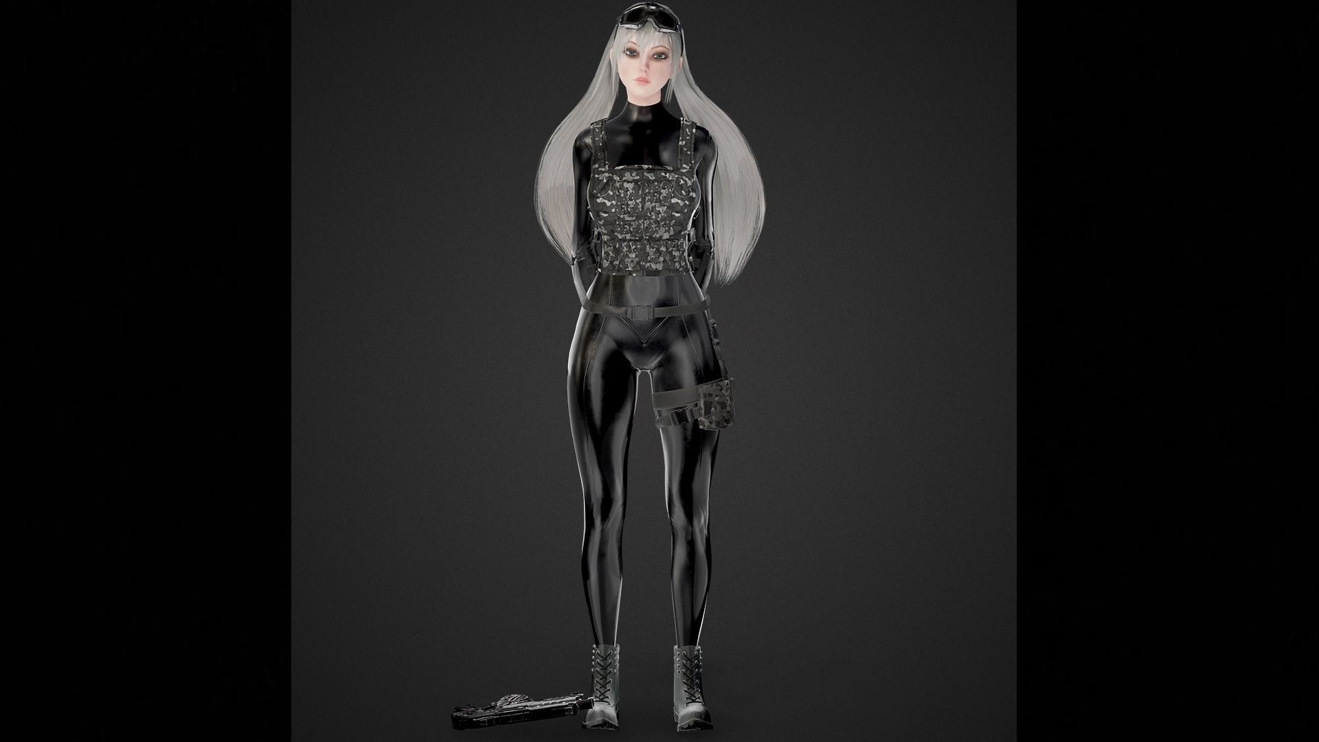 Military Girl Low-poly 3D model_4