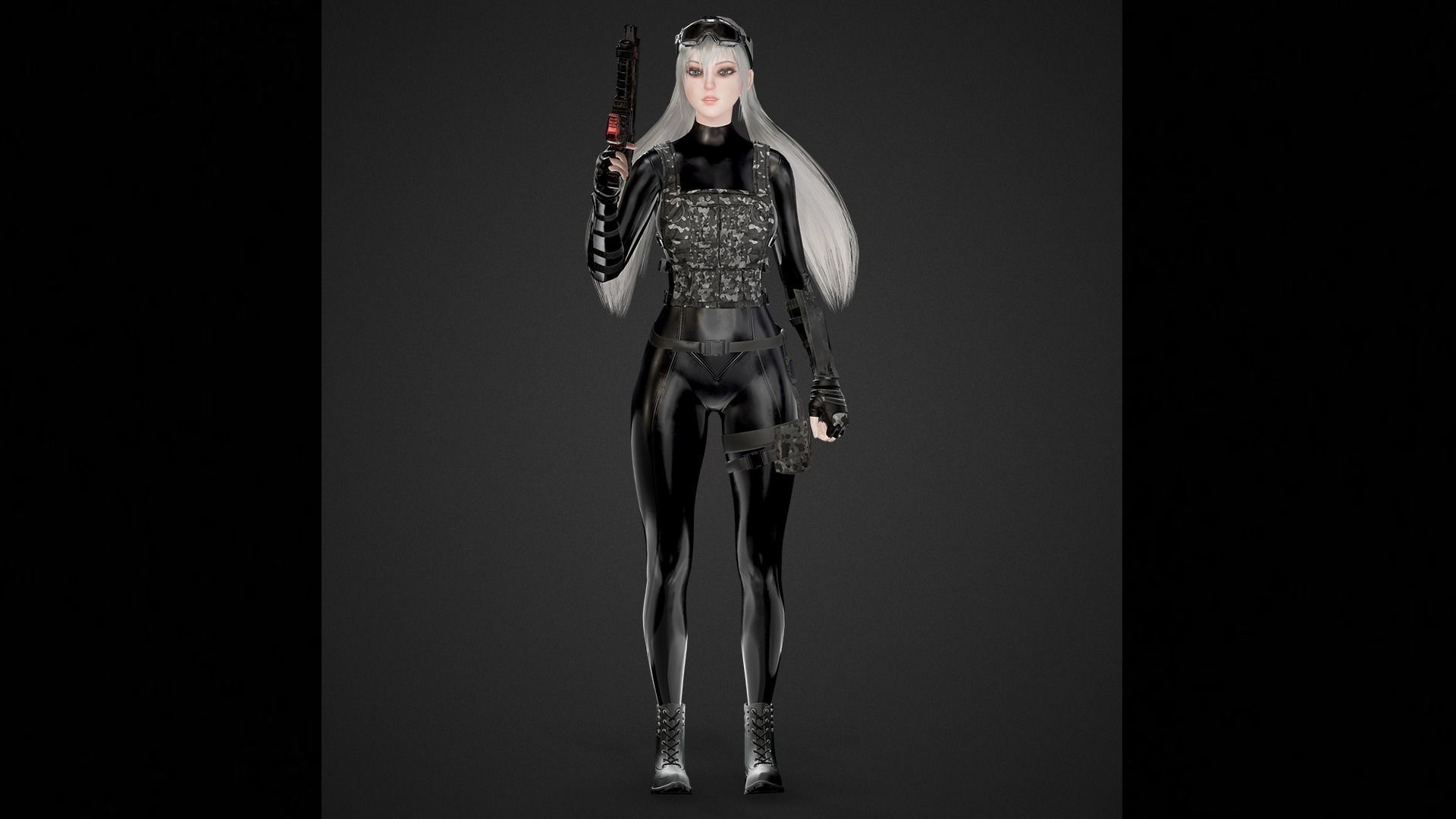 Military Girl Low-poly 3D model_7