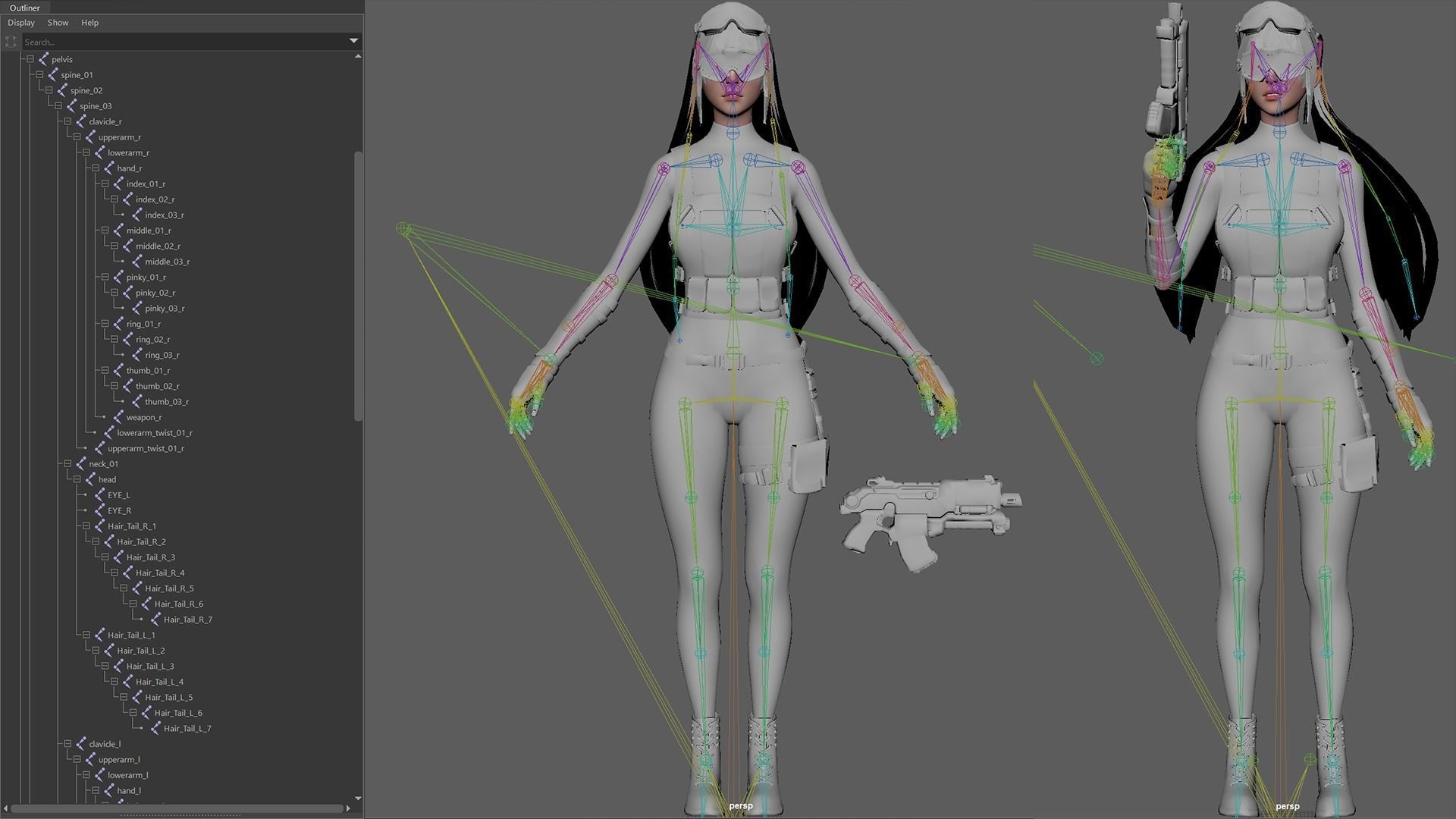 Military Girl Low-poly 3D model_18