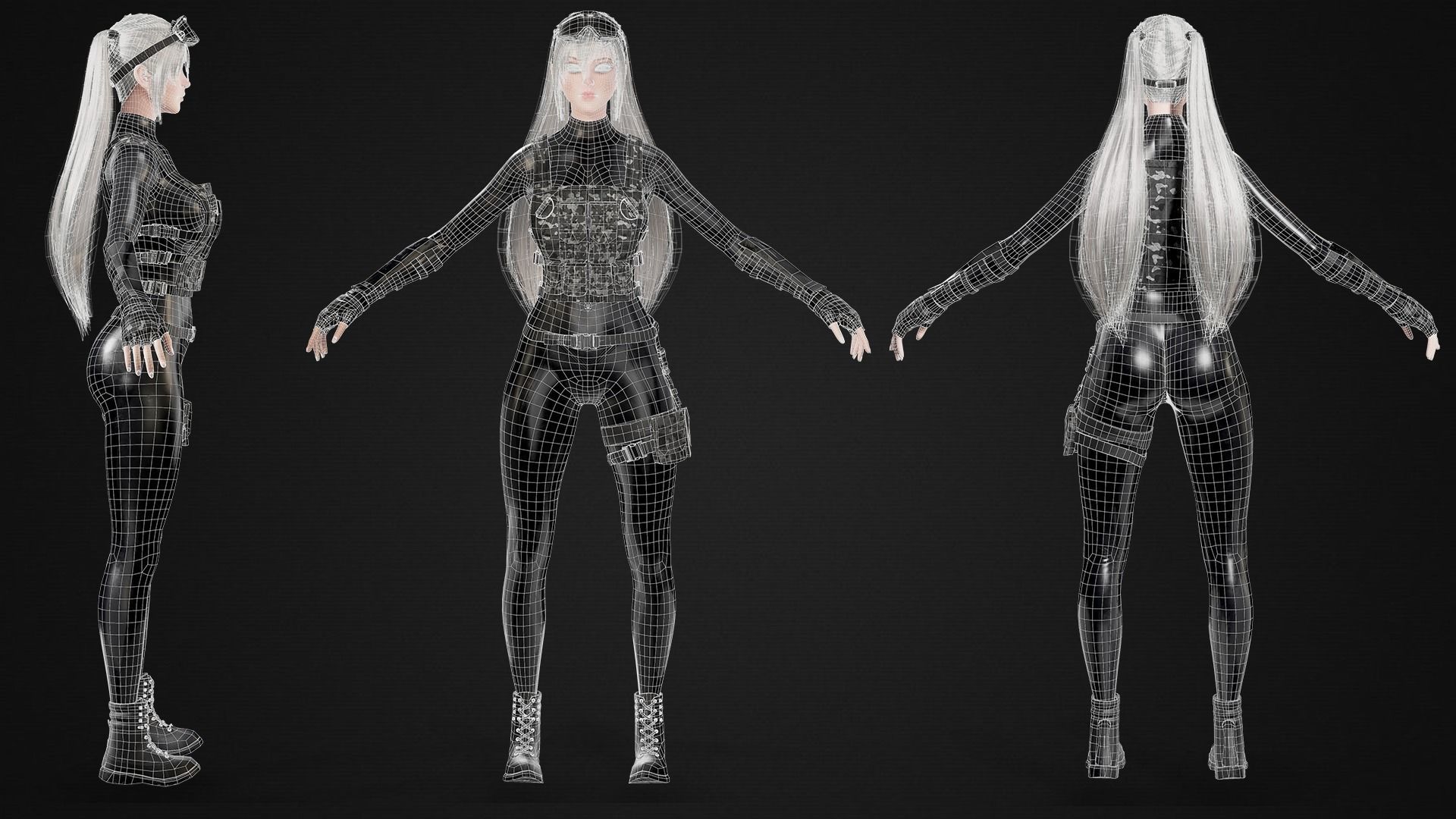 Military Girl Low-poly 3D model_20