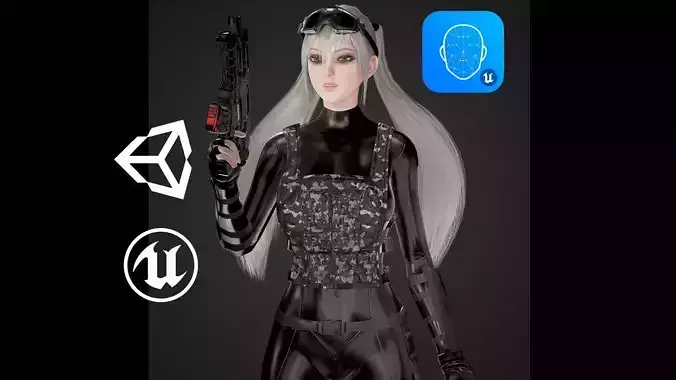 Military Girl Low-poly 3D model Military Girl Low-poly 3D model