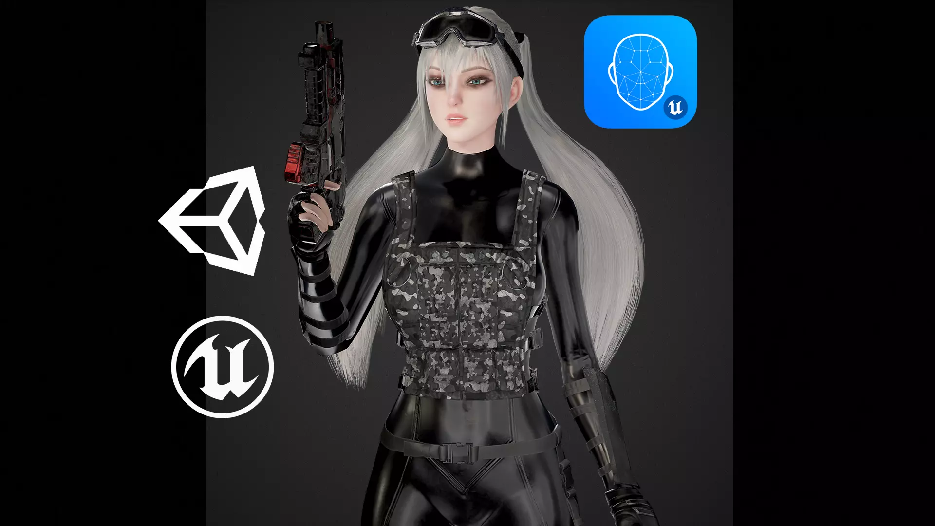 Military Girl Low-poly 3D model_0