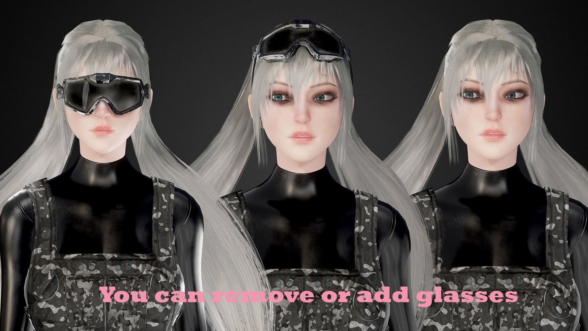 Military Girl Low-poly 3D model_6