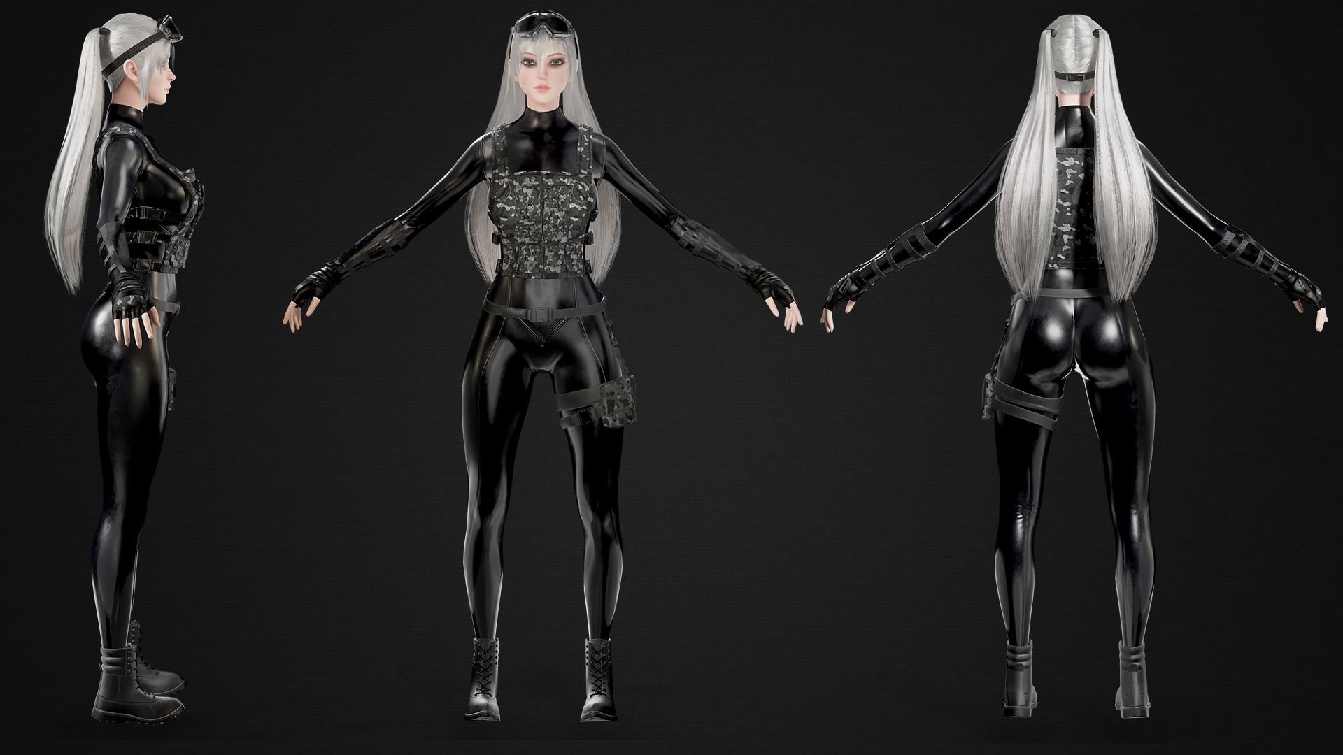 Military Girl Low-poly 3D model_19